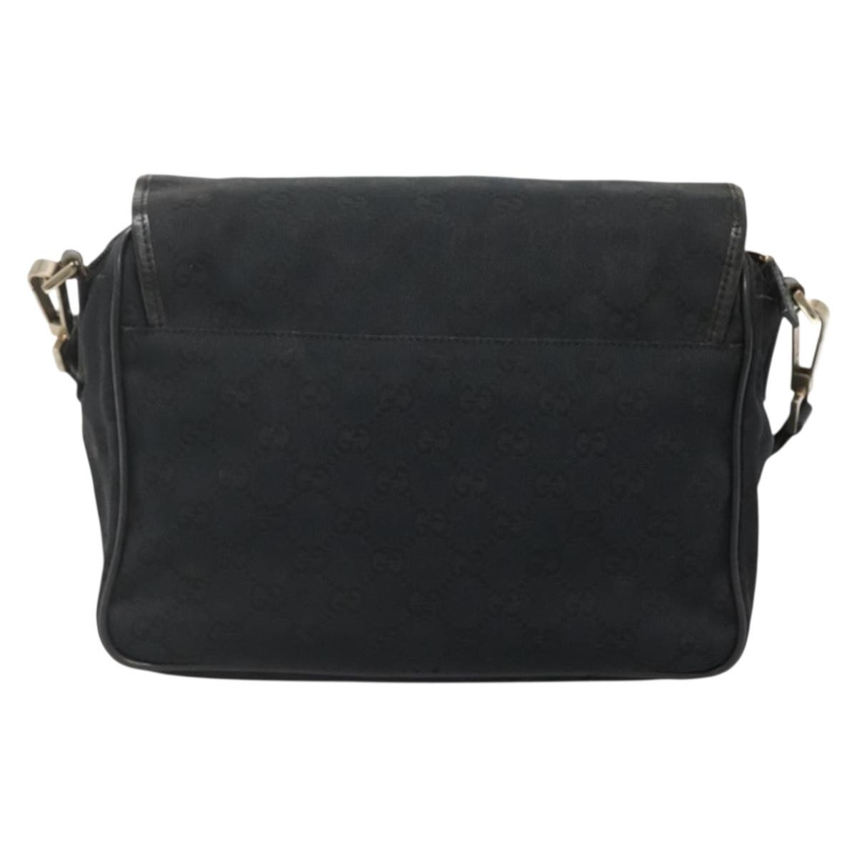 Gucci Flap Messenger Bag Black Canvas Good condition - Back View