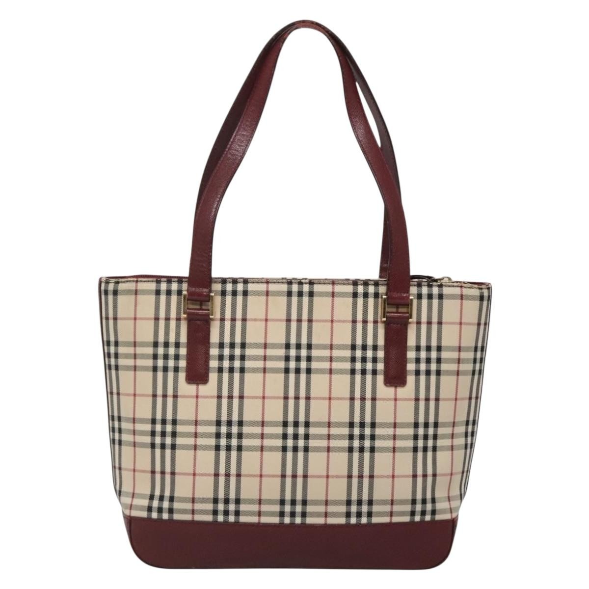 Burberry Nova Check Tote Beige Canvas Good condition - Back View