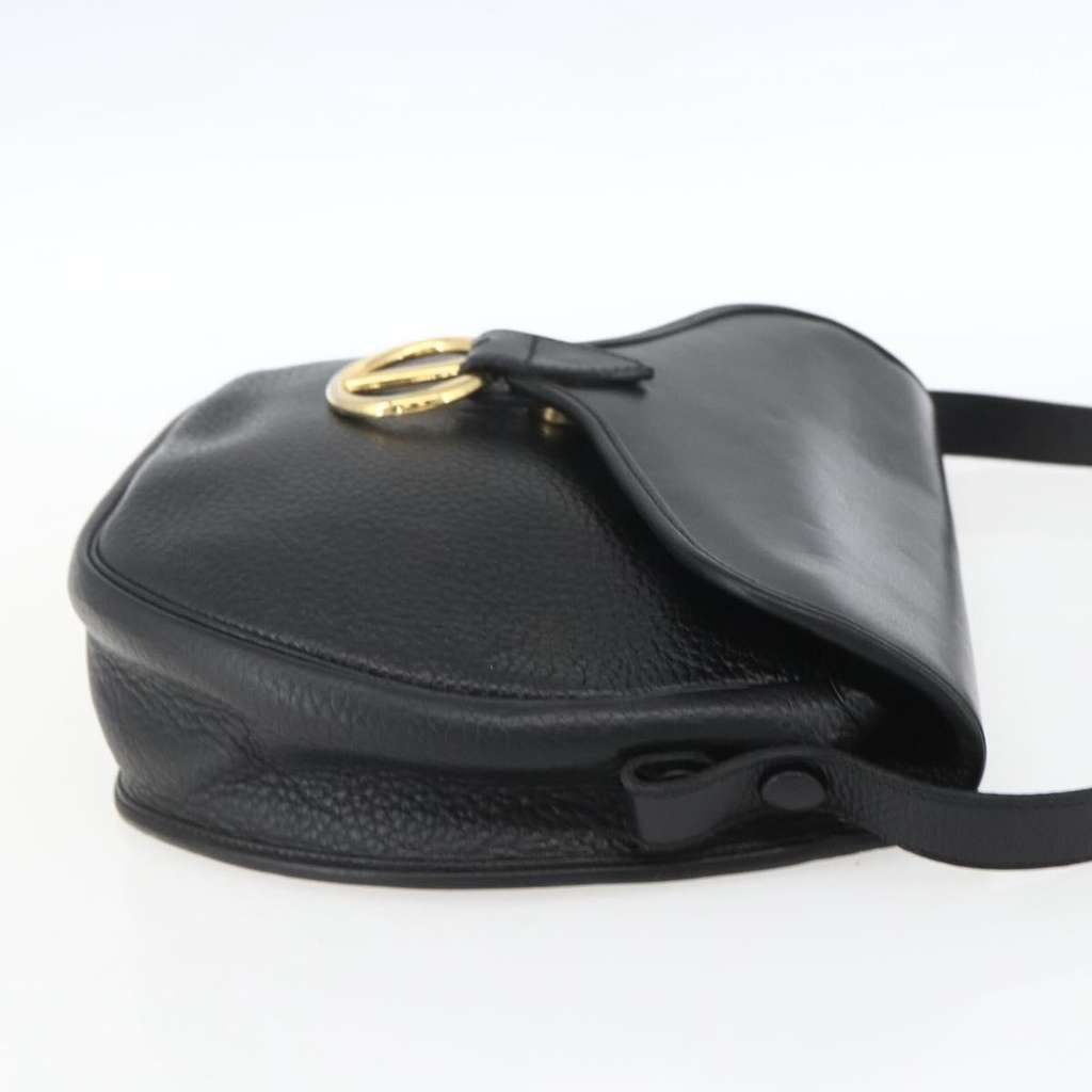 Christian Dior Vintage CD Flap Shoulder Bag Black Leather Good condition - Model View
