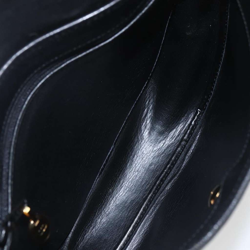 Christian Dior Vintage CD Flap Shoulder Bag Black Leather Good condition - Box View