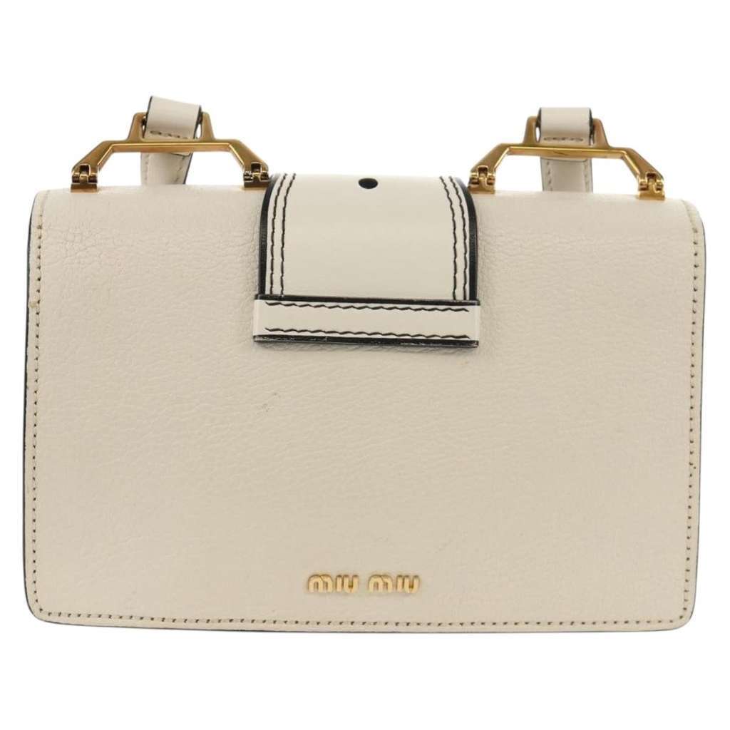 Miu Miu Madras Crystal Buckle Shoulder Bag White Leather Good condition - Back View