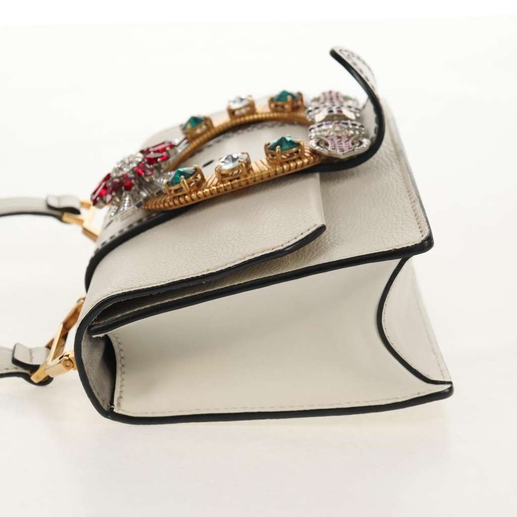 Miu Miu Madras Crystal Buckle Shoulder Bag White Leather Good condition - Inside View