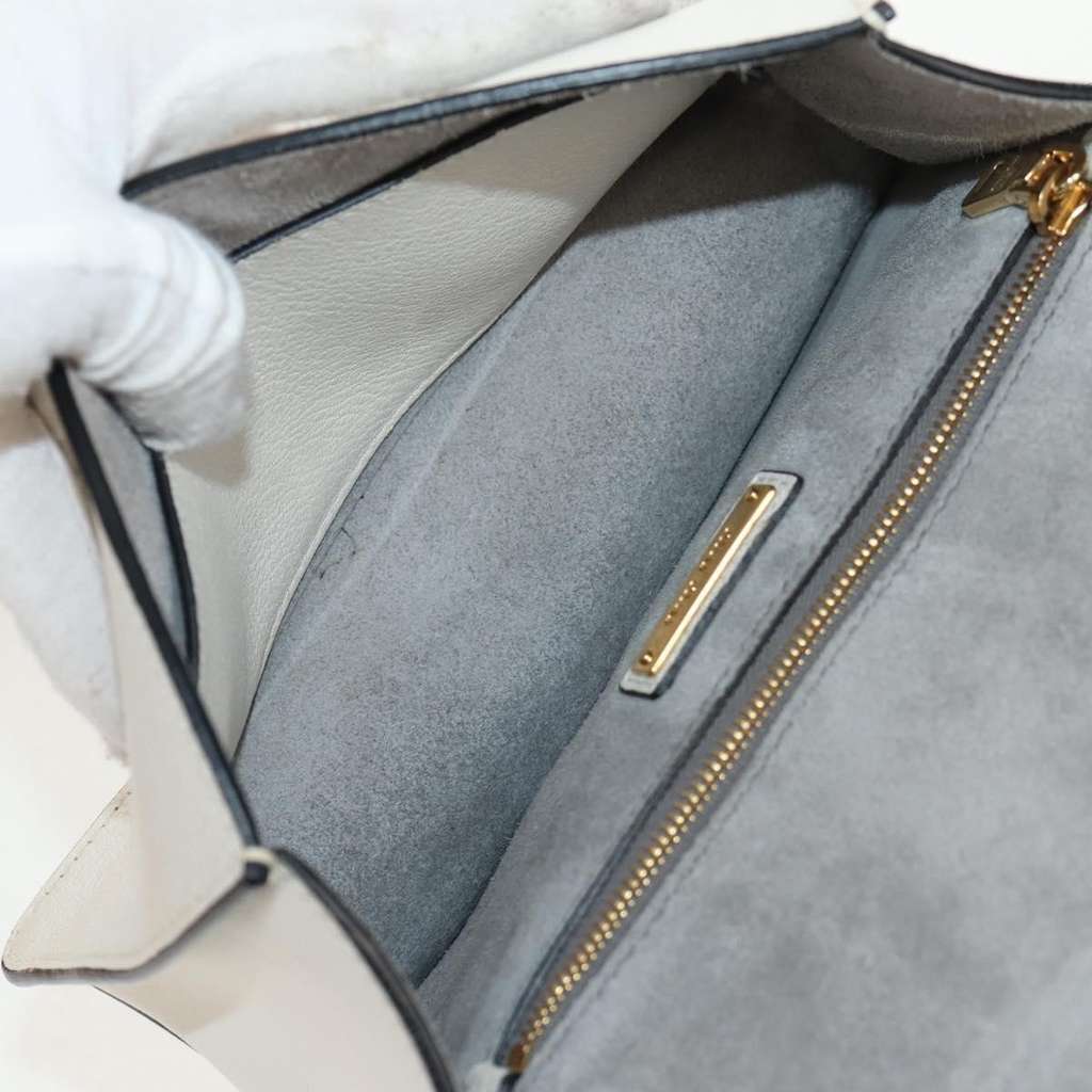 Miu Miu Madras Crystal Buckle Shoulder Bag White Leather Good condition - Box View