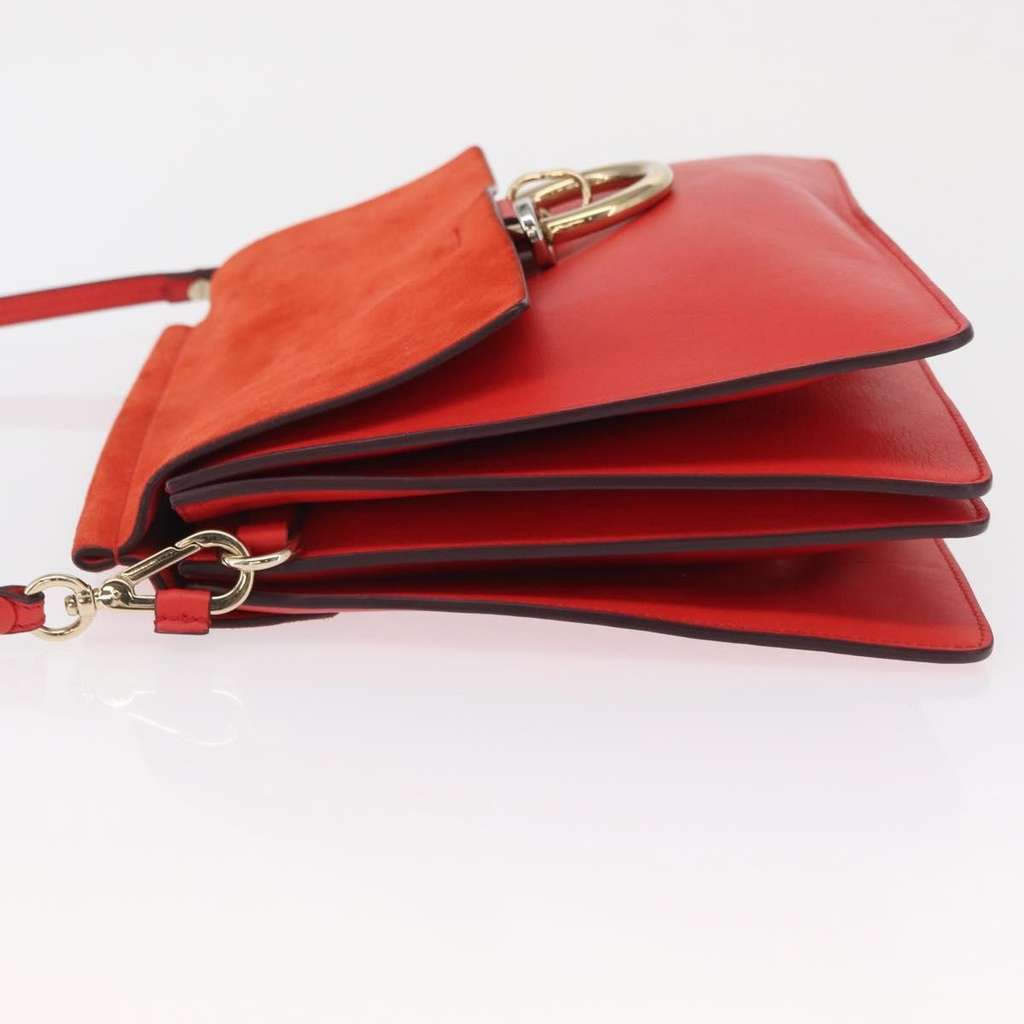 Chloe Faye Shoulder Bag Red Suede Good condition - Model View