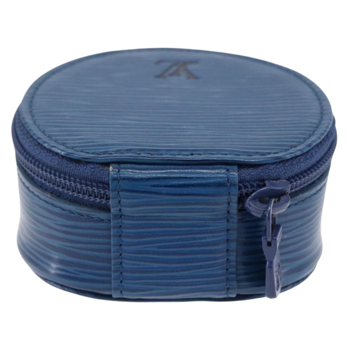 Louis Vuitton Ecrin Bijoux Jewelry Case Blue Leather Good condition - Back View