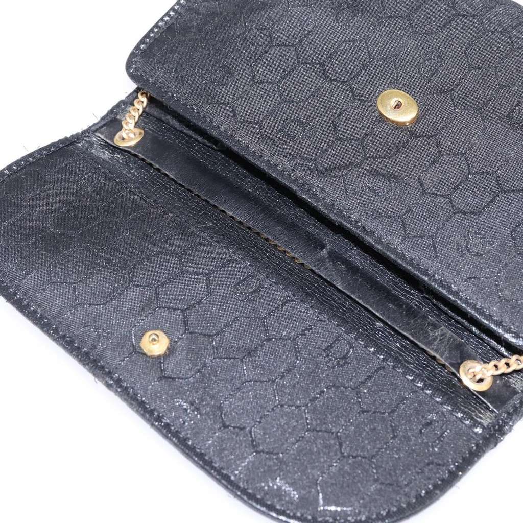 Christian Dior Vintage Honeycomb Flap Crossbody Bag Black Canvas Good condition - Box View