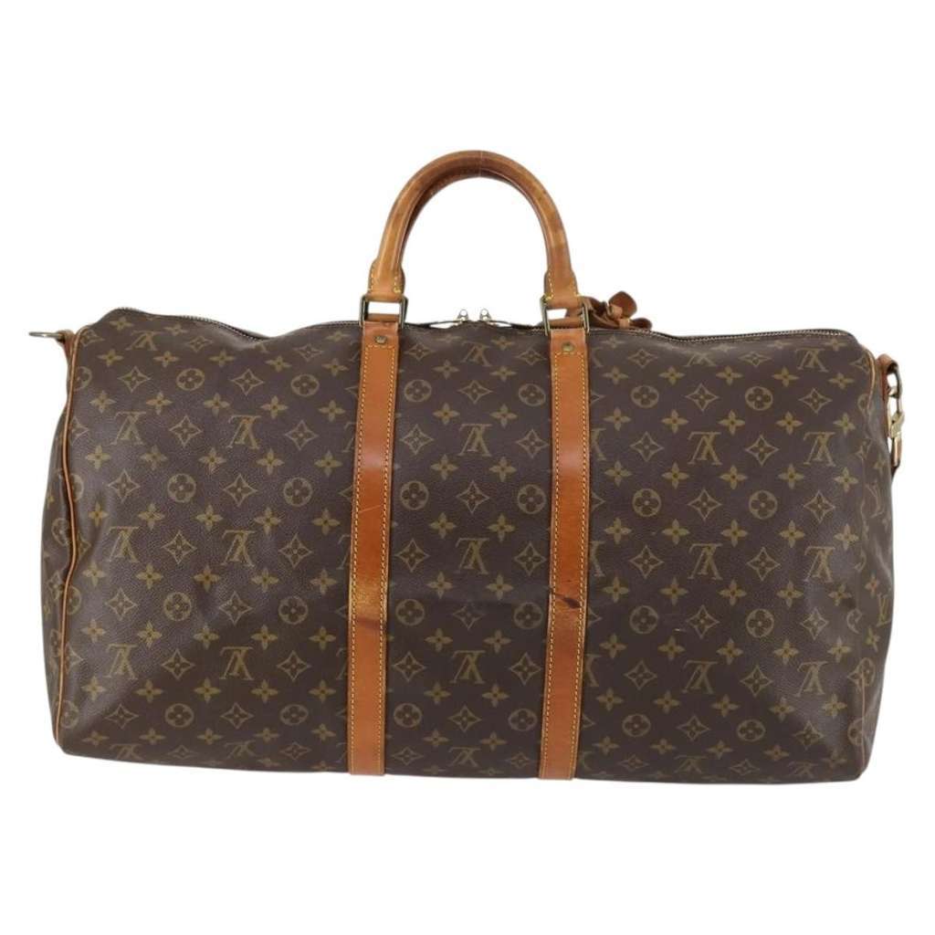 Louis Vuitton Keepall Bandouliere Bag Brown Canvas Fair condition - Back View