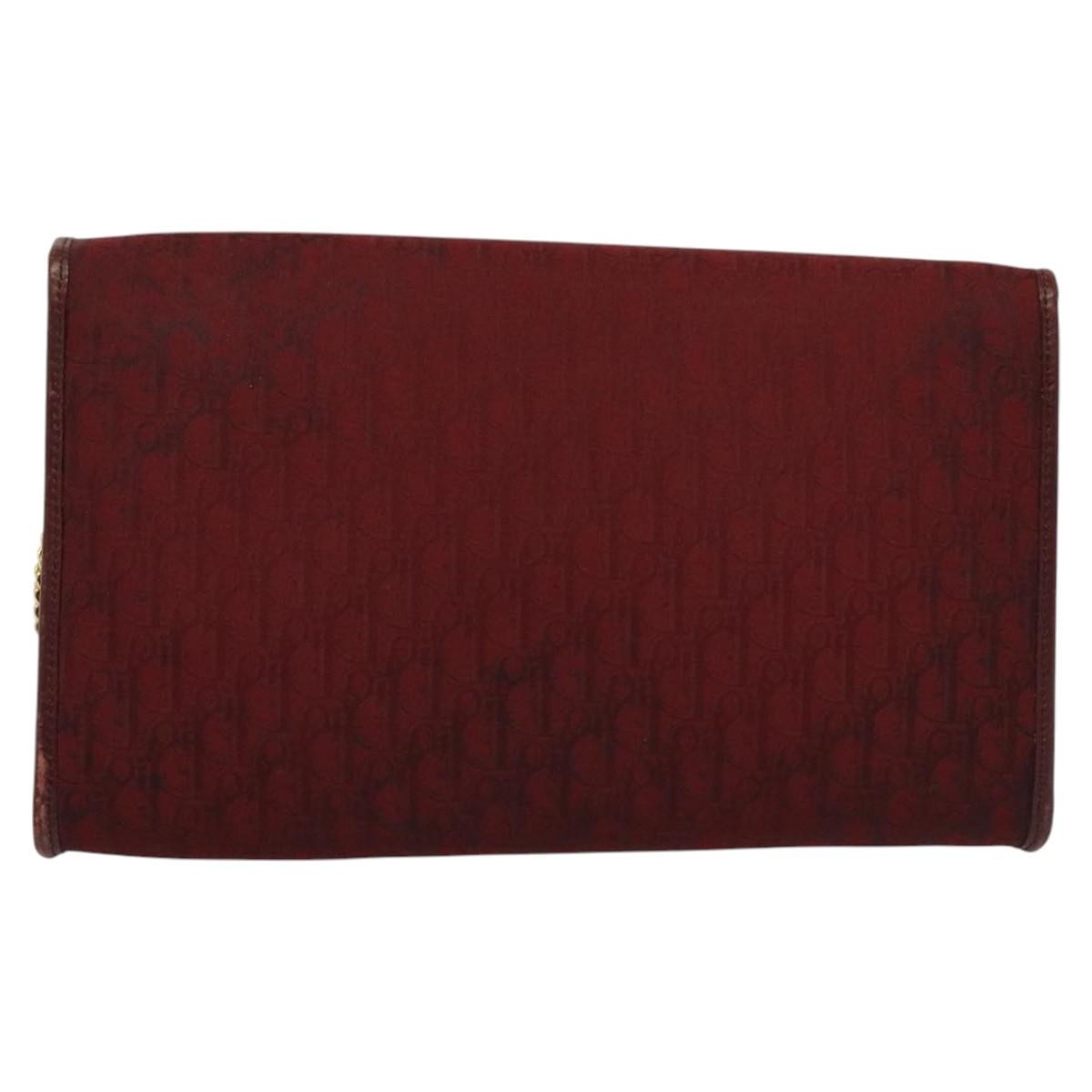 Christian Dior Vintage Trotteur Chain shoulder bag Red Canvas Good condition - Back View