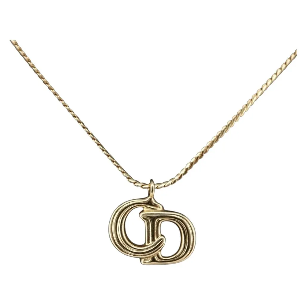 Dior CD Pendant Necklace Gold Metal Good - Back View