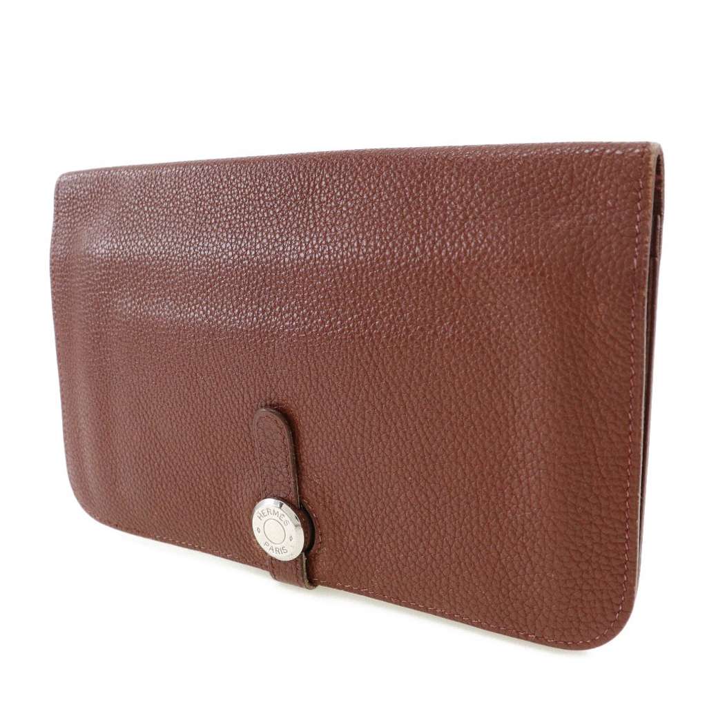Hermès Dogon Duo Combined Wallet Burgundy Leather Good condition - Back View