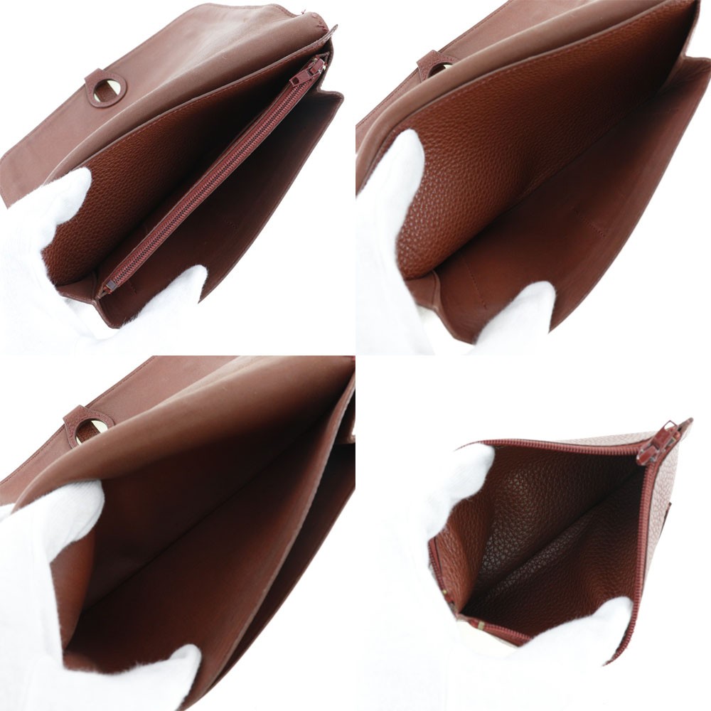 Hermès Dogon Duo Combined Wallet Burgundy Leather Good condition - Model View