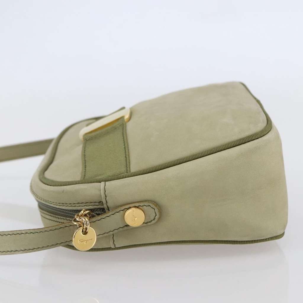 Salvatore Ferragamo Vala Shoulder Bag Green Suede Good condition - Inside View