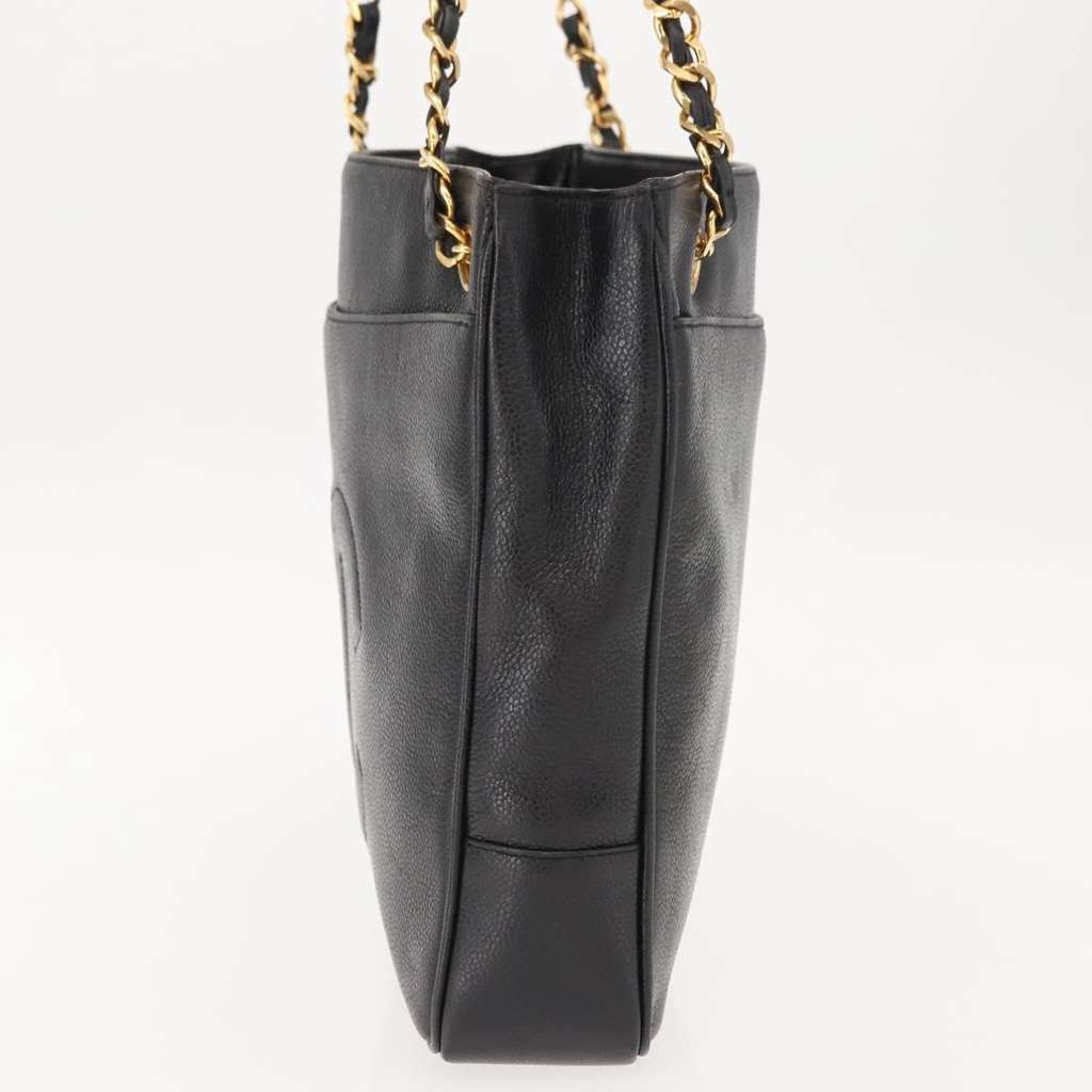 Chanel Vintage CC Chain Tote Black Leather Good condition - Inside View