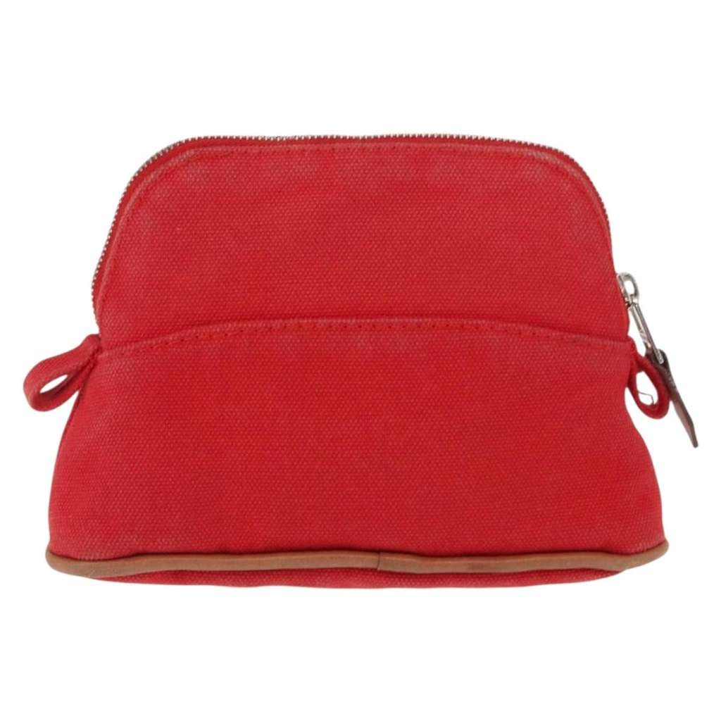 Hermès Bolide Travel Pouch Red Canvas Good condition - Back View
