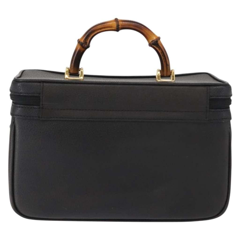 Gucci Vintage Bamboo Vanity Case Navy Leather Good condition - Back View