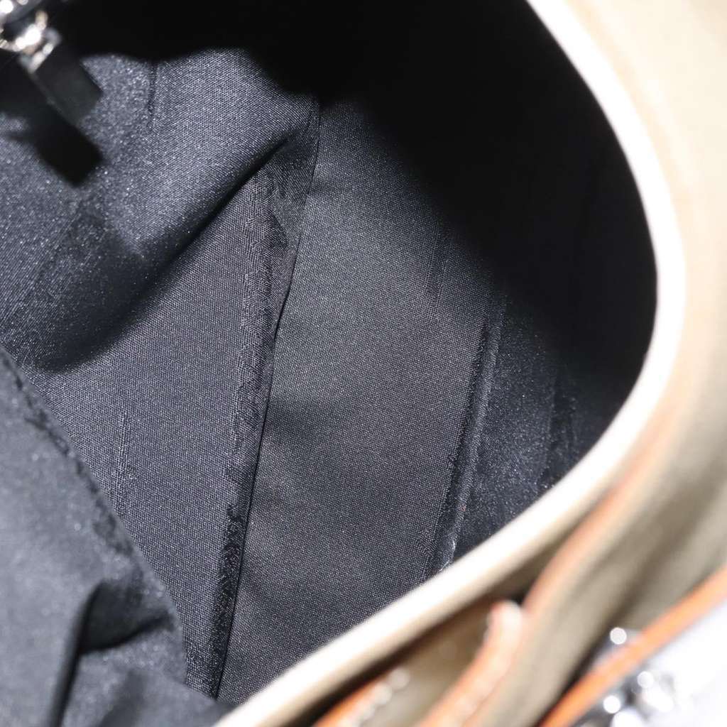 Salvatore Ferragamo Gancini Shoulder Bag Khaki Canvas Good condition - Box View