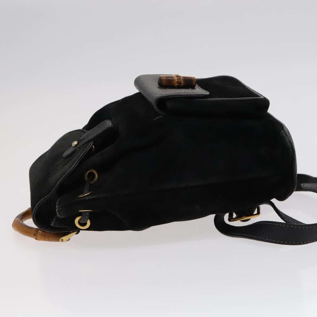 Gucci Vintage Bamboo Backpack Black Suede Fair condition - Model View