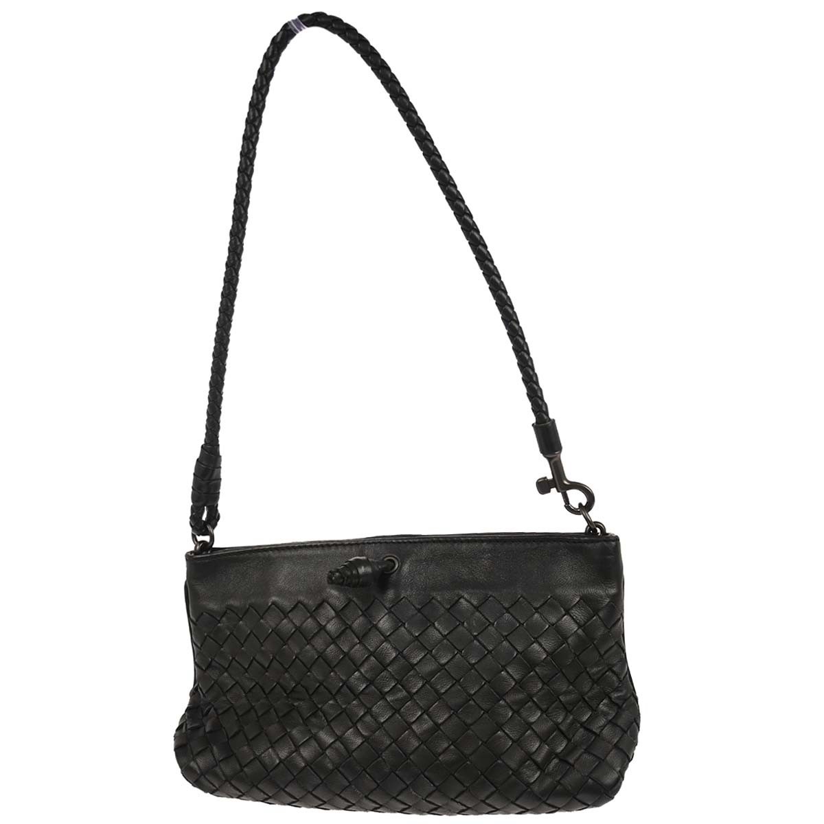 Bottega Veneta Intrecciato Handbag Black Leather Good condition - Back View
