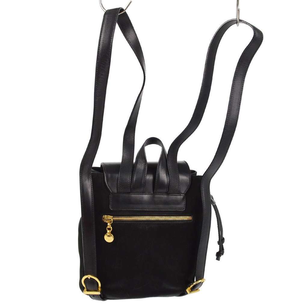 Salvatore Ferragamo Vara Flap Drawstring Backpack Black Suede Good condition - Back View