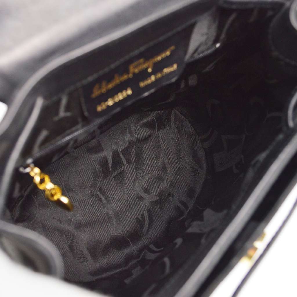 Salvatore Ferragamo Vara Flap Drawstring Backpack Black Suede Good condition - Inside View
