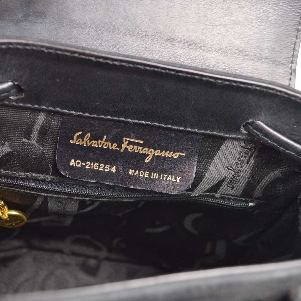 Salvatore Ferragamo Vara Flap Drawstring Backpack Black Suede Good condition - Model View