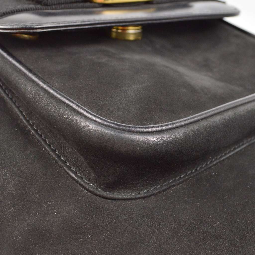 Salvatore Ferragamo Vara Flap Drawstring Backpack Black Suede Good condition - Box View