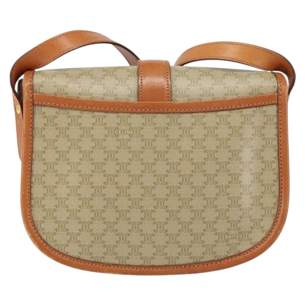 Celine Vintage Macadam Shoulder Bag Beige Canvas Good condition - Back View