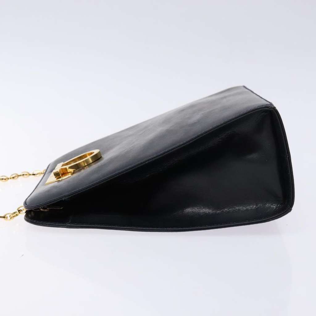 Salvatore Ferragamo Gancini Shoulder Bag Navy Leather Good condition - Model View