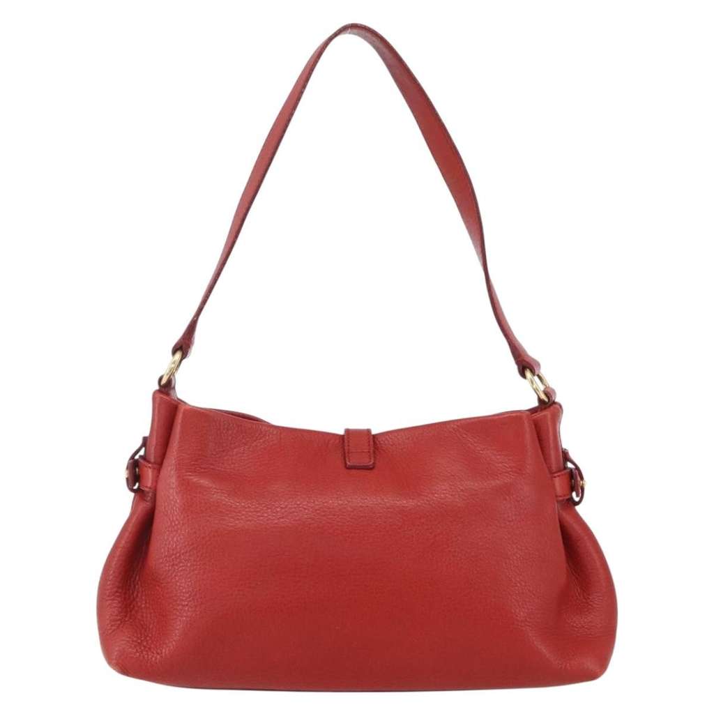 Salvatore Ferragamo Gancini Shoulder Bag Red Leather Good condition - Back View