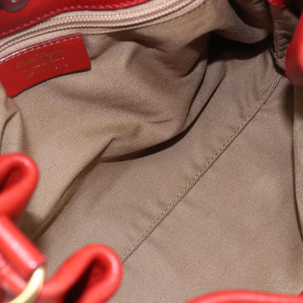 Salvatore Ferragamo Gancini Shoulder Bag Red Leather Good condition - Box View