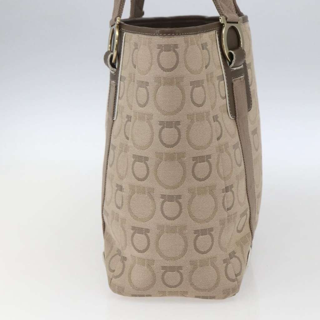 Salvatore Ferragamo Gancini Tote Beige Canvas Good condition - Model View