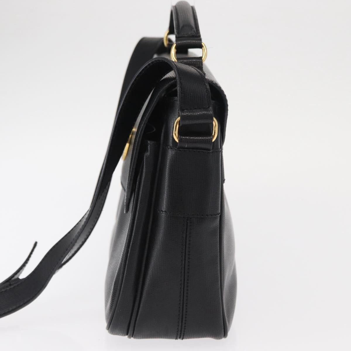 Celine Circle Logo Shoulder Bag Black Leather Good condition - Inside View