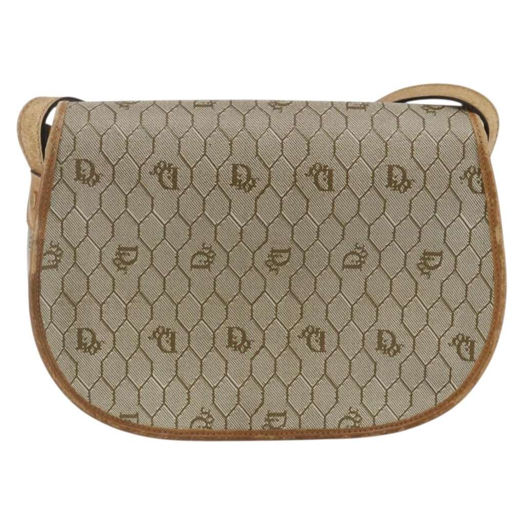 Christian Dior Vintage Honeycomb Flap Crossbody Bag Beige Canvas Fair condition - Back View