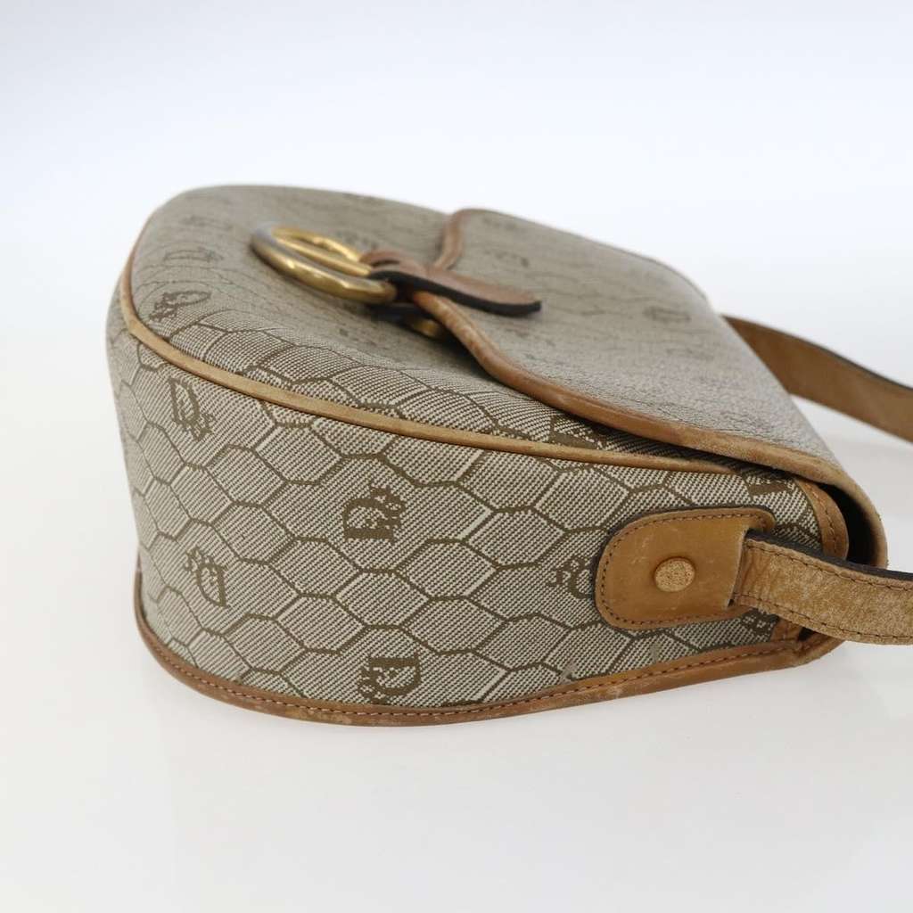 Christian Dior Vintage Honeycomb Flap Crossbody Bag Beige Canvas Fair condition - Model View