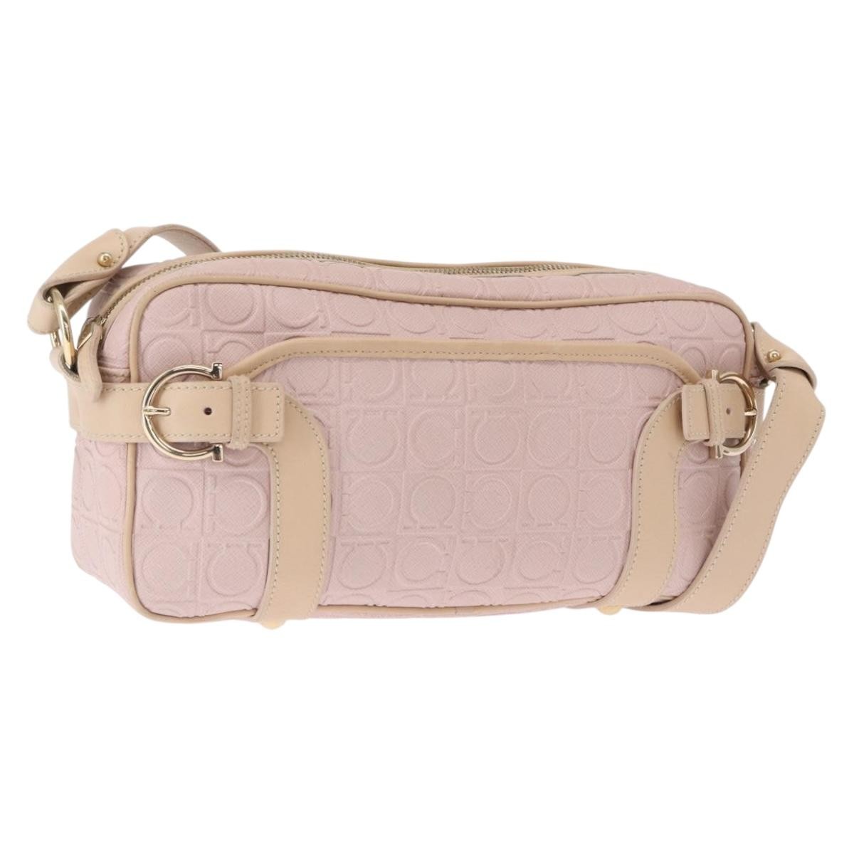 Salvatore Ferragamo Gancini Shoulder Bag Pink Leather Good condition - Back View