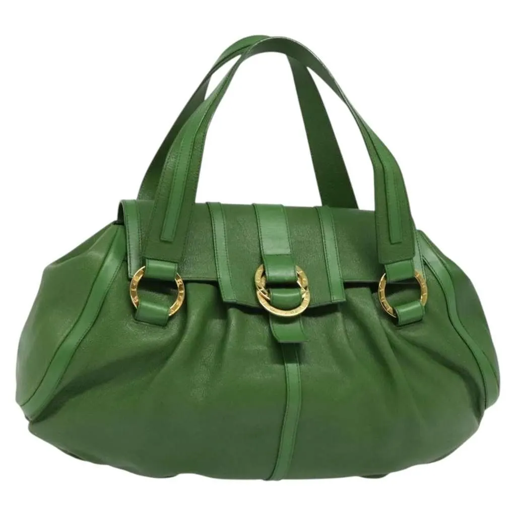 Bvlgari Chandra Top Handle Bag Gold Leather Good - Front View