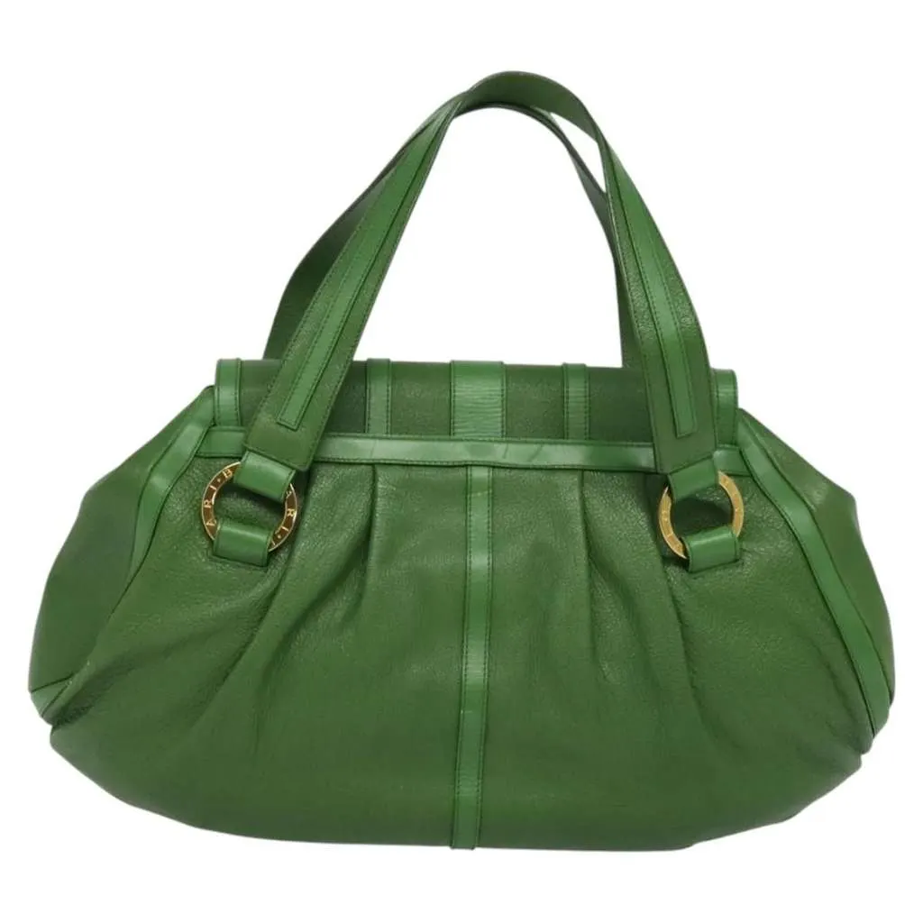 Bvlgari Chandra Top Handle Bag Gold Leather Good - Back View