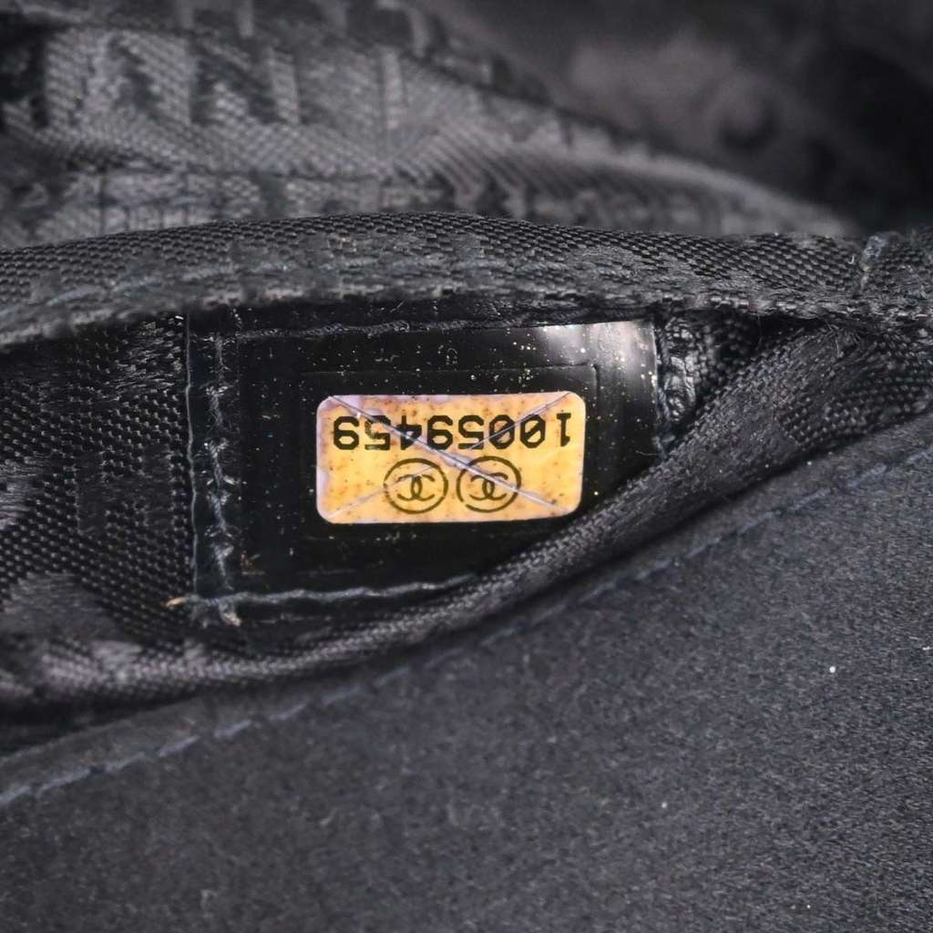 Chanel Chocolate Bar Flap Bag Black Satin Good condition - Box View