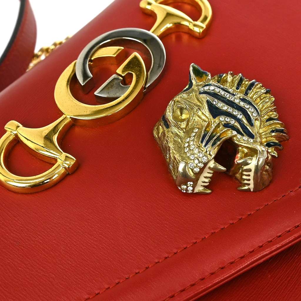 Gucci Rajah Chain Shoulder Bag Red Leather Good condition - Box View