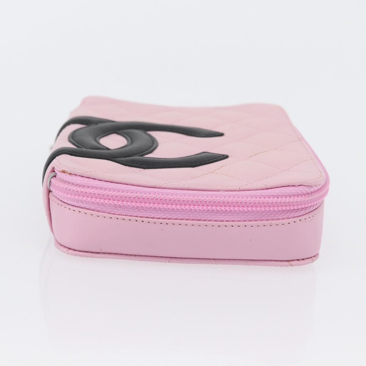 Chanel Cambon Zip Around Cosmetic Case Pink Leather Good condition - Inside View