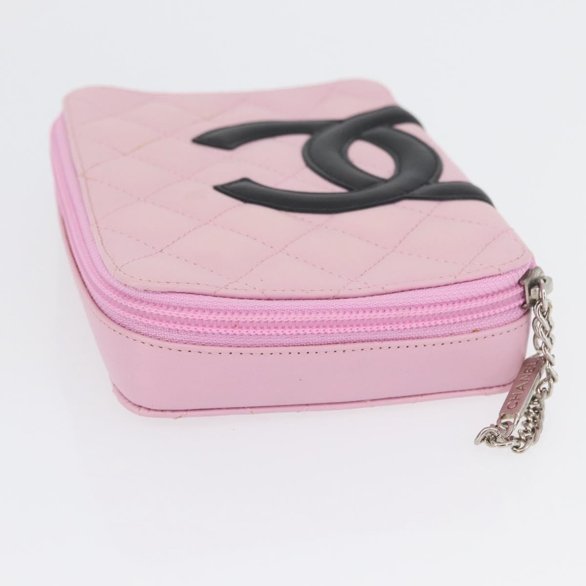 Chanel Cambon Zip Around Cosmetic Case Pink Leather Good condition - Model View