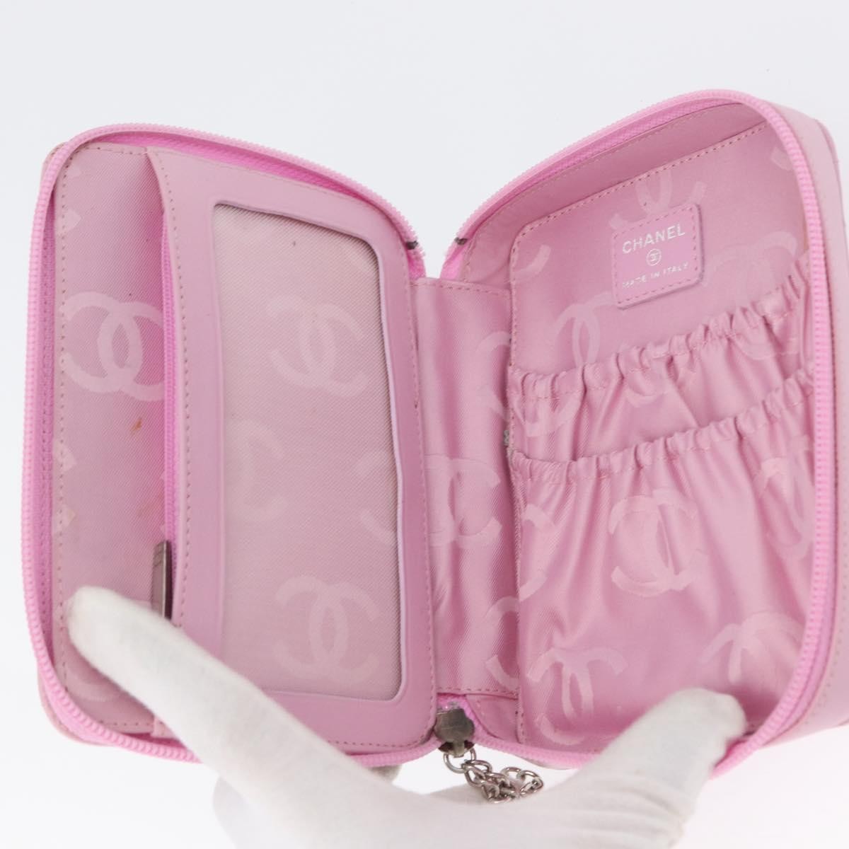 Chanel Cambon Zip Around Cosmetic Case Pink Leather Good condition - Box View