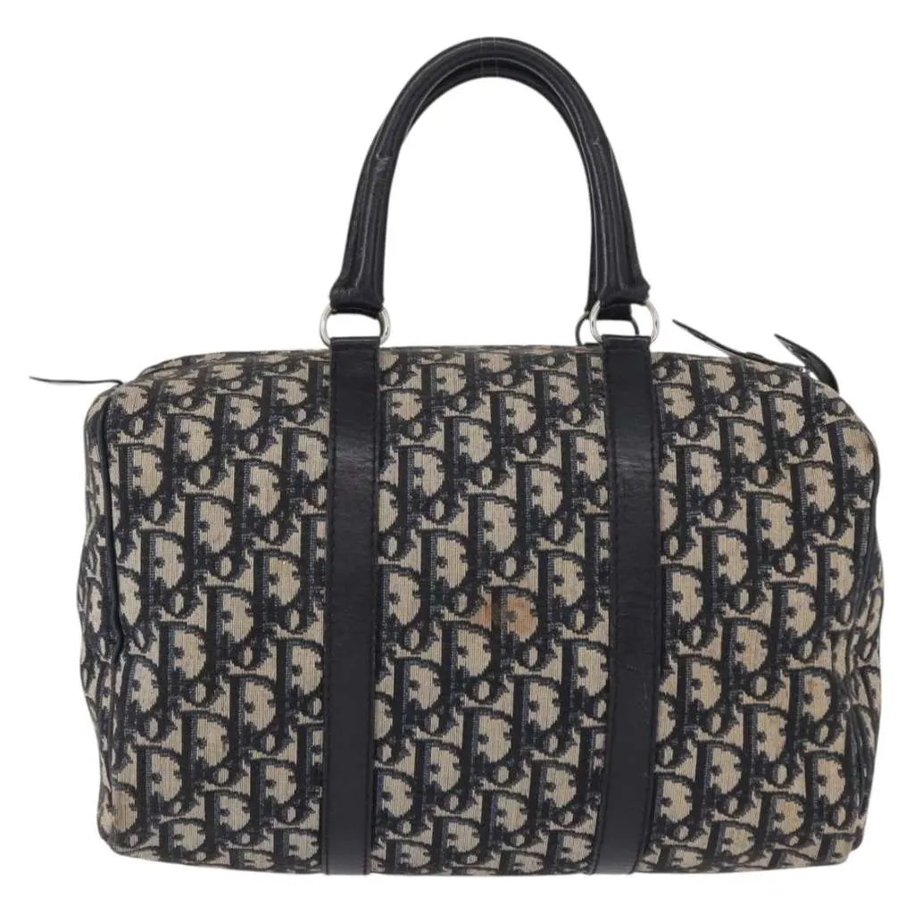 Dior Vintage Trotter Boston Bag Navy Canvas Good - Back View