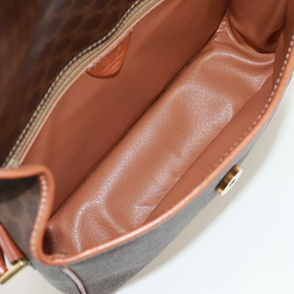 Celine Vintage Macadam Circle Logo Shoulder Bag Brown Canvas Good condition - Box View