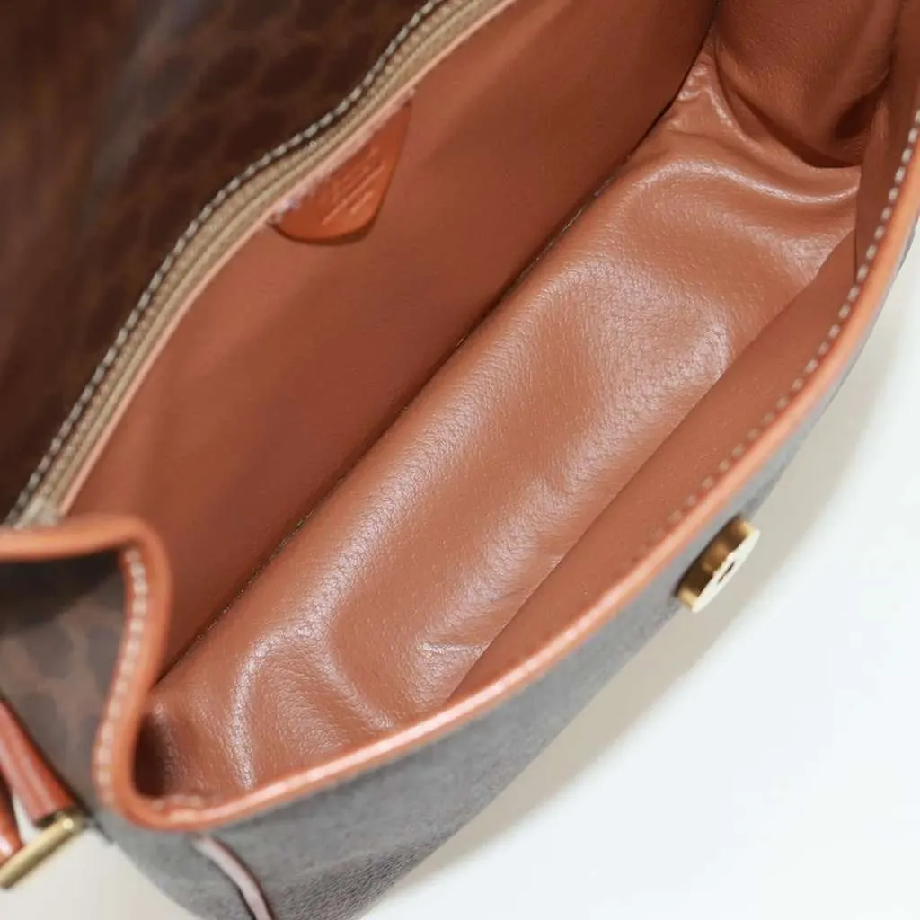 Celine Vintage Macadam Circle Logo Shoulder Bag Brown Canvas Good - Box View