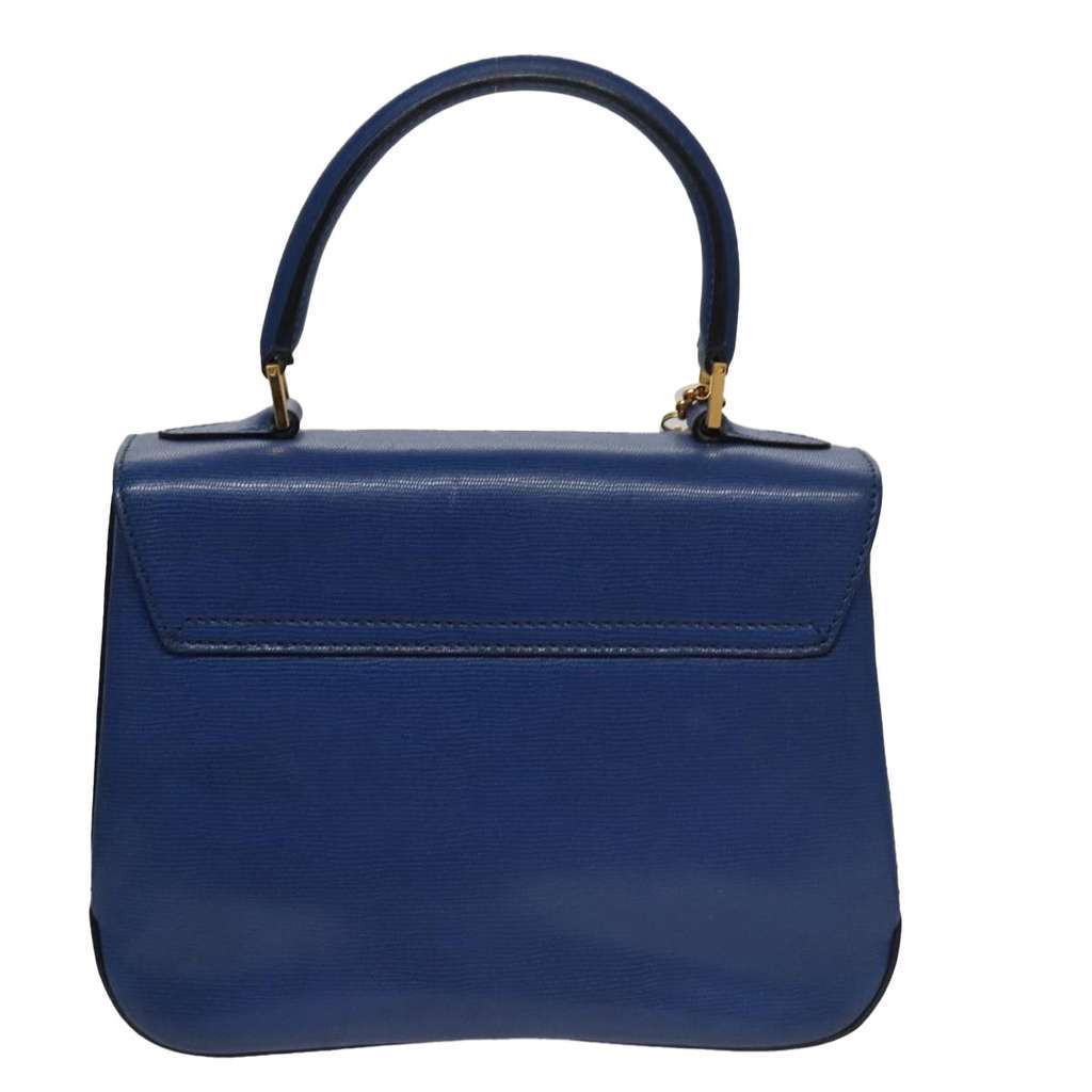 Celine Vintage turn lock shoulder bag Blue Leather Good condition - Back View
