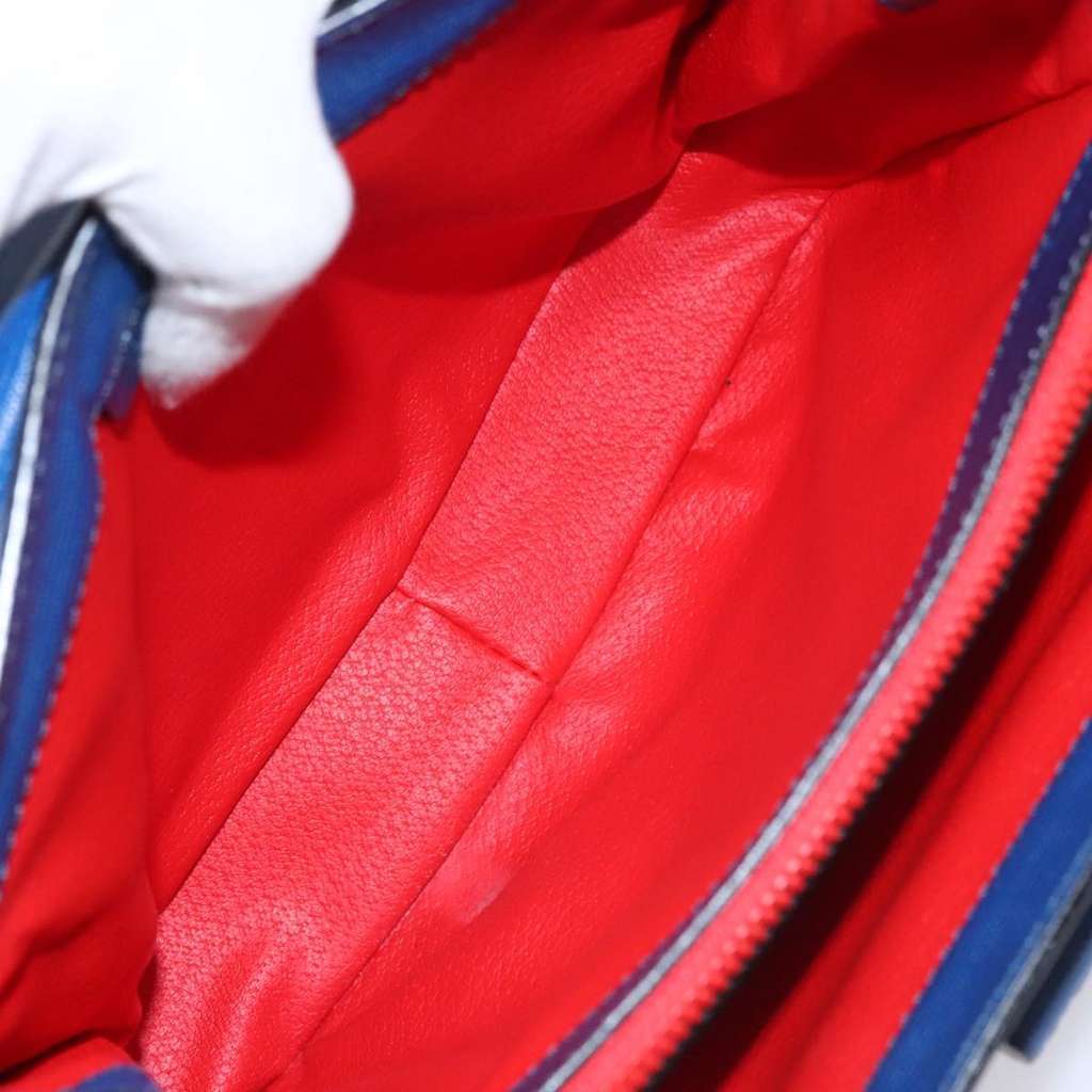 Celine Vintage turn lock shoulder bag Blue Leather Good condition - Box View