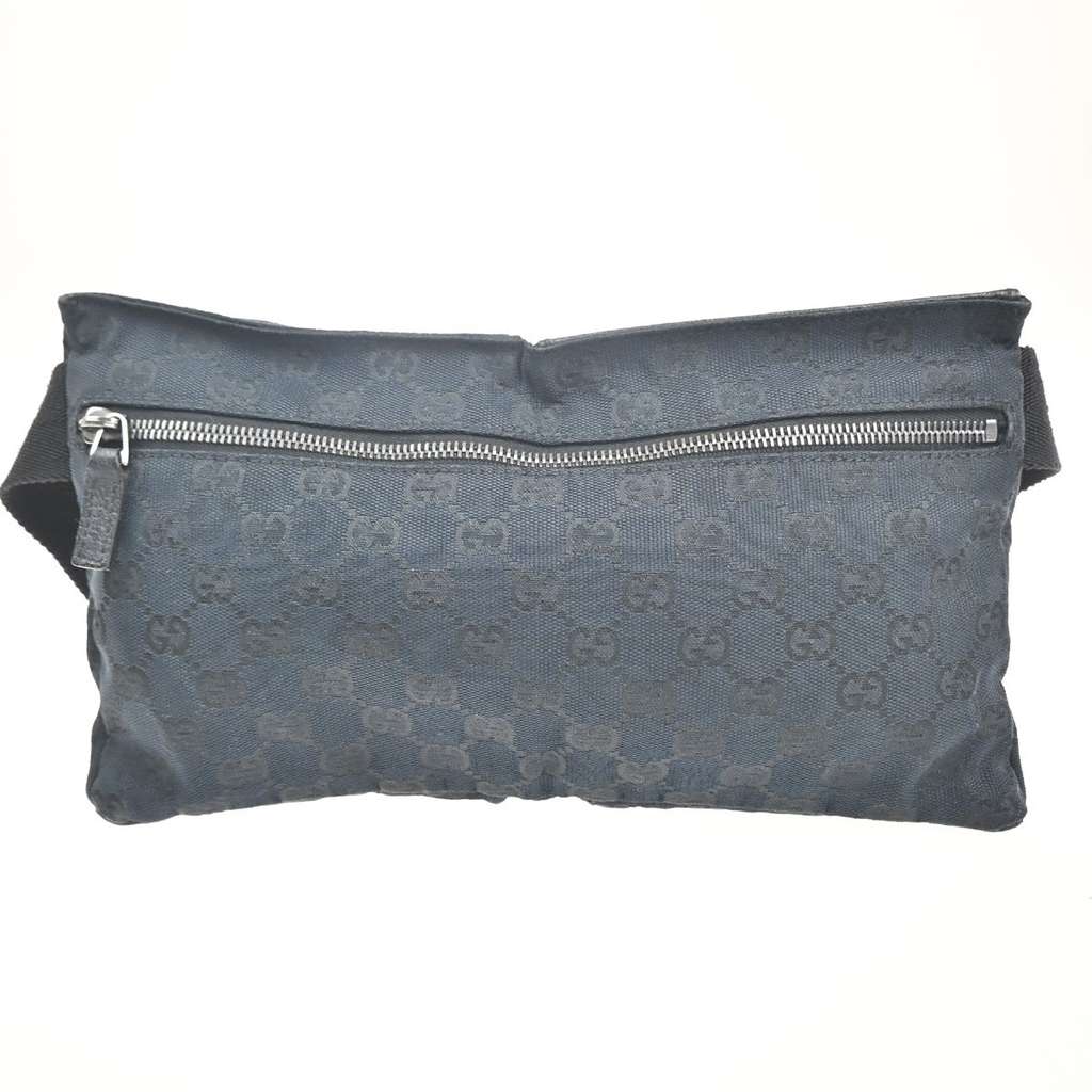 Gucci Vintage Double Belt Bag Black Canvas Good condition - Back View
