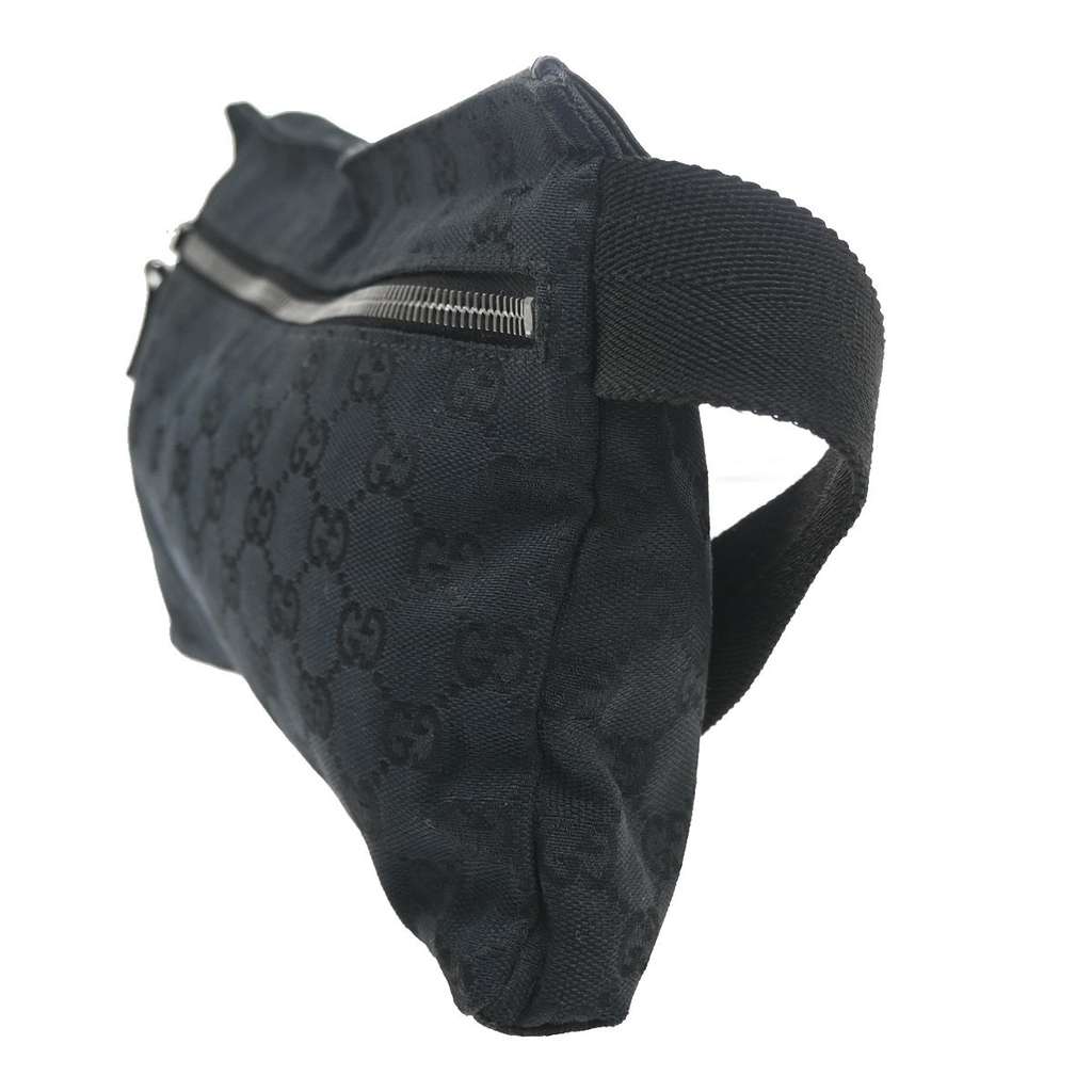 Gucci Vintage Double Belt Bag Black Canvas Good condition - Model View