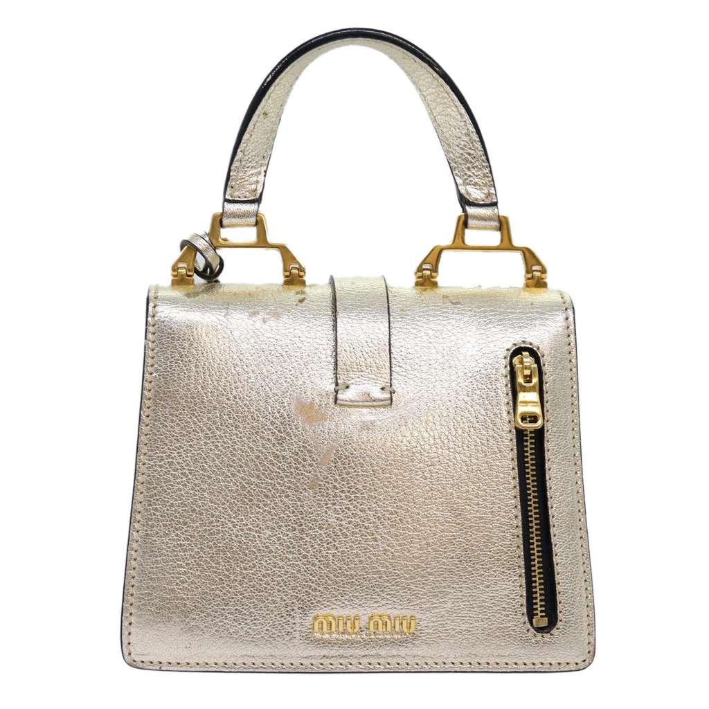 Miu Miu Madras Convertible Compartment Top Handle Bag Gold Leather Good condition - Back View